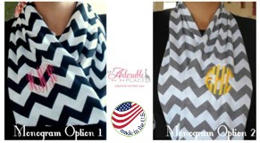 Monogrammed Chevron Infinity Scarf - Mulitple Color Choices