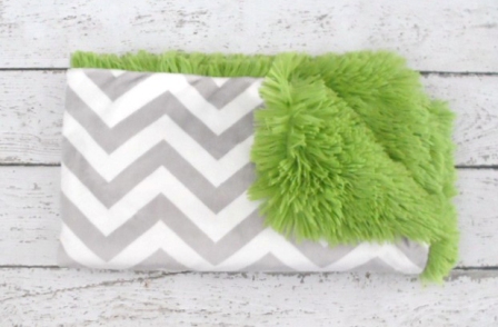 Luxe Grey Chevron and Shaggy Green