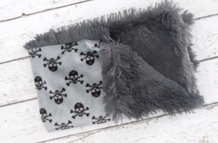 Luxe Skulls with Shaggy Grey Minky Blankets